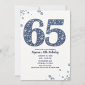 Invitation Denim & Diamonds Bling Sparkle 65TH 65e Anniversai (Devant)