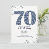 Invitation Denim & Diamonds Bling Sparkle 70E 70 Anniversaire (Debout devant)