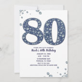 Invitation Denim & Diamonds Bling Sparkle 80ÈME 80 Anniversai (Devant)