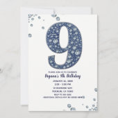 Invitation Denim & Diamonds Bling Sparkle 9e 9 Anniversaire (Devant)
