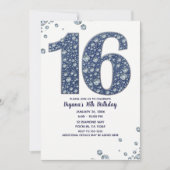 Invitation Denim & Diamonds Bling Sparkle Sweet 16 Anniversai (Devant)