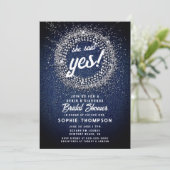 Invitation Denim Diamonds Bling Starburst Oui Fête des mariée (Debout devant)