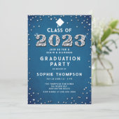 Invitation Denim Diamonds Blue Pastel 2023 Graduation Party (Debout devant)
