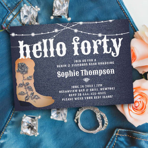 Invitation Denim Diamonds Boots Rose 40e anniversaire