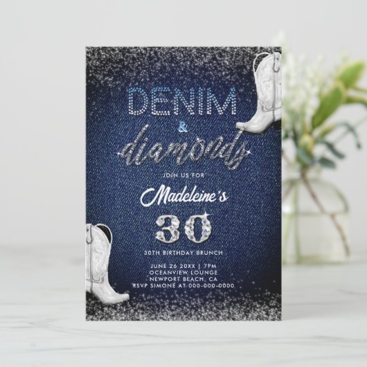 Invitation Denim Diamonds Bottes blanches Brunch 30e annivers (Debout devant)