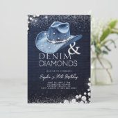 Invitation Denim Diamonds Casquette Bling 30e anniversaire (Debout devant)