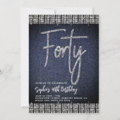 Invitation Denim Diamonds Classy Bling 40e Anniversaire (Devant)