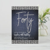 Invitation Denim Diamonds Classy Bling 40e Anniversaire (Debout devant)