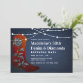 Invitation Denim Diamonds Cowgirl Boot Glam 30e anniversaire (Debout devant)