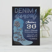 Invitation Denim Diamonds Cowgirl Boot Rose 30 Anniversaire f (Debout devant)
