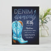 Invitation Denim Diamonds Cowgirl Boot Rustique fête d'annive (Debout devant)