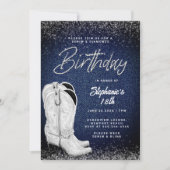 Invitation Denim Diamonds Cowgirl Boots Bling 18e anniversair (Devant)