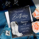 Invitation Denim Diamonds Cowgirl Boots Bling 21e anniversair<br><div class="desc">Un pays moderne, élégante et chic invitation à la fête du 21ème anniversaire pour les femmes avec un thème denim et diamants. Il comprend un arrière - plan denim, une paire blanche de bottes de cowgirl en acrylique et typographie en blanc, avec le mot "Anniversaire" en calligraphie moderne et un...</div>