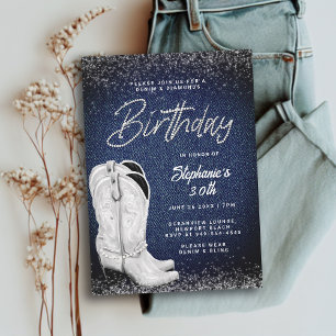 Invitation Denim Diamonds Cowgirl Boots Bling 30e anniversair
