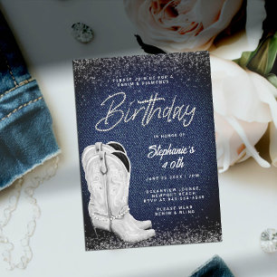 Invitation Denim Diamonds Cowgirl Boots Bling 40e anniversair