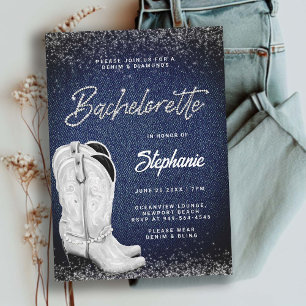 Invitation Denim Diamonds Cowgirl Boots Bling Bachelorette