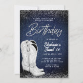 Invitation Denim Diamonds Cowgirl Boots Bling Sweet 16 (Devant)