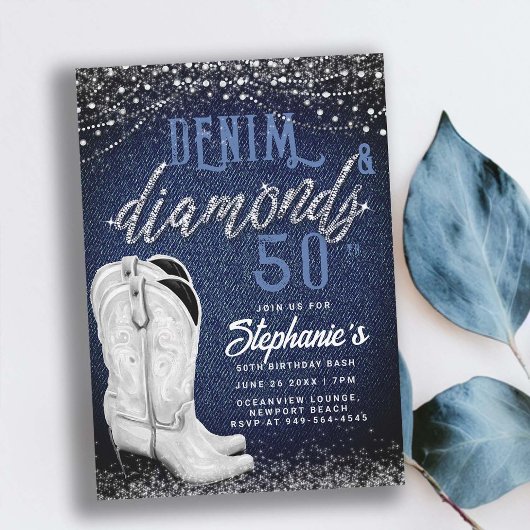 Invitation Denim Diamonds Cowgirl Boots pays 50e anniversaire