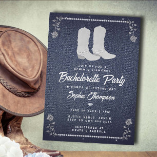 Invitation Denim Diamonds Cowgirl Boots Western Bachelorte