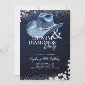 Invitation Denim Diamonds Cowgirl Casquette 30e fête d'annive (Devant)