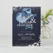 Invitation Denim Diamonds Cowgirl Casquette 30e fête d'annive (Debout devant)
