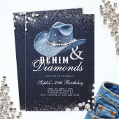 Invitation Denim Diamonds Cowgirl Casquette Script 30e annive
