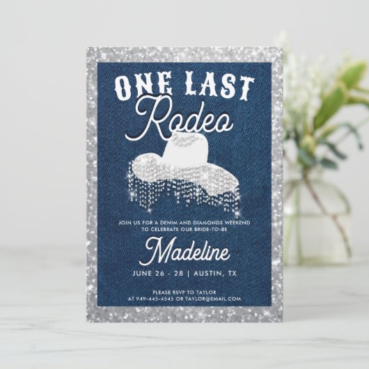 Invitation Denim Diamonds Cowgirl Dernier Rodéo Bachelorette (Debout devant)