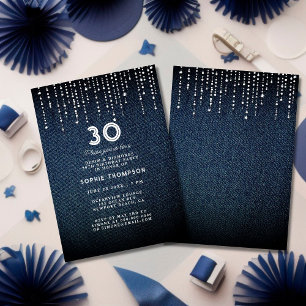 Invitation Denim Diamonds Drippings 30th Birthday Party