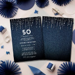 Invitation Denim Diamonds Drippings 50th Birthday Party<br><div class="desc">Un modèle simple,  moderne,  élégant et chic d'invitation à la fête d'anniversaire avec un arrière - plan denim,  diamants / strass drippings (simulé,  pas de vrais diamants) et la typographie moderne en blanc. Un design chic "denim et diamants" pour une femme de tout âge,  à son 50e anniversaire !</div>