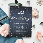 Invitation Denim Diamonds Elegant Bling 30e Anniversaire