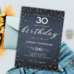Invitation Denim Diamonds Elegant Classy 30th Birthday Party<br><div class="desc">Un modèle simple, moderne, élégant et chic d'invitation à la fête d'anniversaire avec un arrière - plan denim, le mot BIRTHDAY couvert de diamants blancs (simulé, pas de vrais diamants) et dans le script de calligraphie moderne, et la typographie en blanc. Un élégant "denim and diamants" 30ème anniversaire pour les...</div>