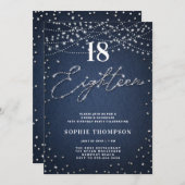 Invitation Denim Diamonds Elégante Parties scintillant Bleu 1 (Devant / Derrière)