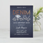 Invitation Denim Diamonds en laiton Rhinestones Anniversaire (Debout devant)