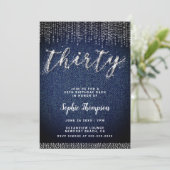 Invitation Denim Diamonds Glam Calligraphie Chic 30e annivers (Debout devant)