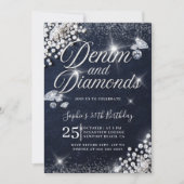 Invitation Denim Diamonds Glam Script Classy 30e anniversaire (Devant)