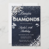 Invitation Denim Diamonds Glam Type Classy 30th Birthday (Devant)