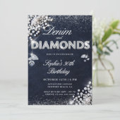 Invitation Denim Diamonds Glam Type Classy 30th Birthday (Debout devant)