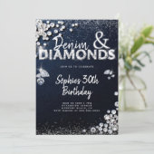 Invitation Denim Diamonds Glam Type Élégant 30e anniversaire (Debout devant)