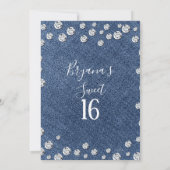 Invitation Denim & Diamonds Jean Anniversaire Sweet 16 Party (Dos)