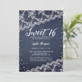 Invitation Denim Diamonds Lace Sweet 16 Soirée d'anniversaire (Debout devant)