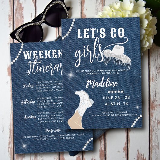 Invitation Denim Diamonds Laissons aller filles Glam Bachelor