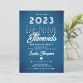Invitation Denim Diamonds Letting Modern Graduation Party (Debout devant)