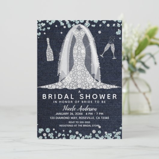 Invitation Denim & Diamonds Mariage robe Fête des mariées Gla (Debout devant)