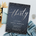Invitation Denim Diamonds minimaliste moderne 30e anniversair<br><div class="desc">Une invitation denim and diamants à 30ème anniversaire pour les femmes qui est simple, moderne, élégant et chic, avec un arrière - plan denim et une propagation de strass, le mot TRENTE dans faux film argenté (c'est un effet numérique, pas de vrai papier !) et dans le script de calligraphie...</div>