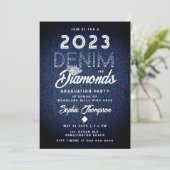 Invitation Denim Diamonds Modern Chic Photo Party Graduation (Debout devant)