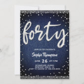 Invitation Denim Diamonds Modern Glam Classy 40e anniversaire (Devant)