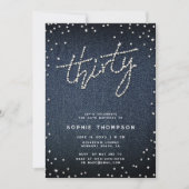 Invitation Denim Diamonds Moderne Calligraphie 30e anniversai (Devant)