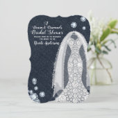 Invitation Denim & Diamonds Moderne Rustique Fête des mariées (Debout devant)