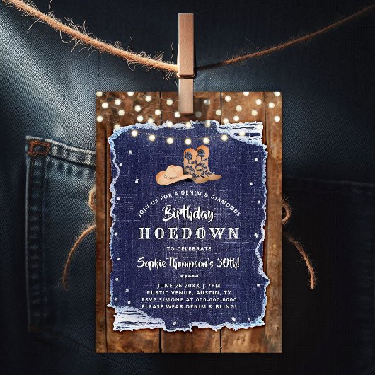 Invitation Denim Diamonds Ouest Rustic Hodown Anniversaire