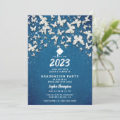 Invitation Denim Diamonds Papillons Blue Graduation Party (Debout devant)